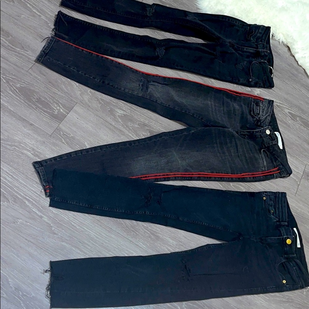 Zara black distressed denim
